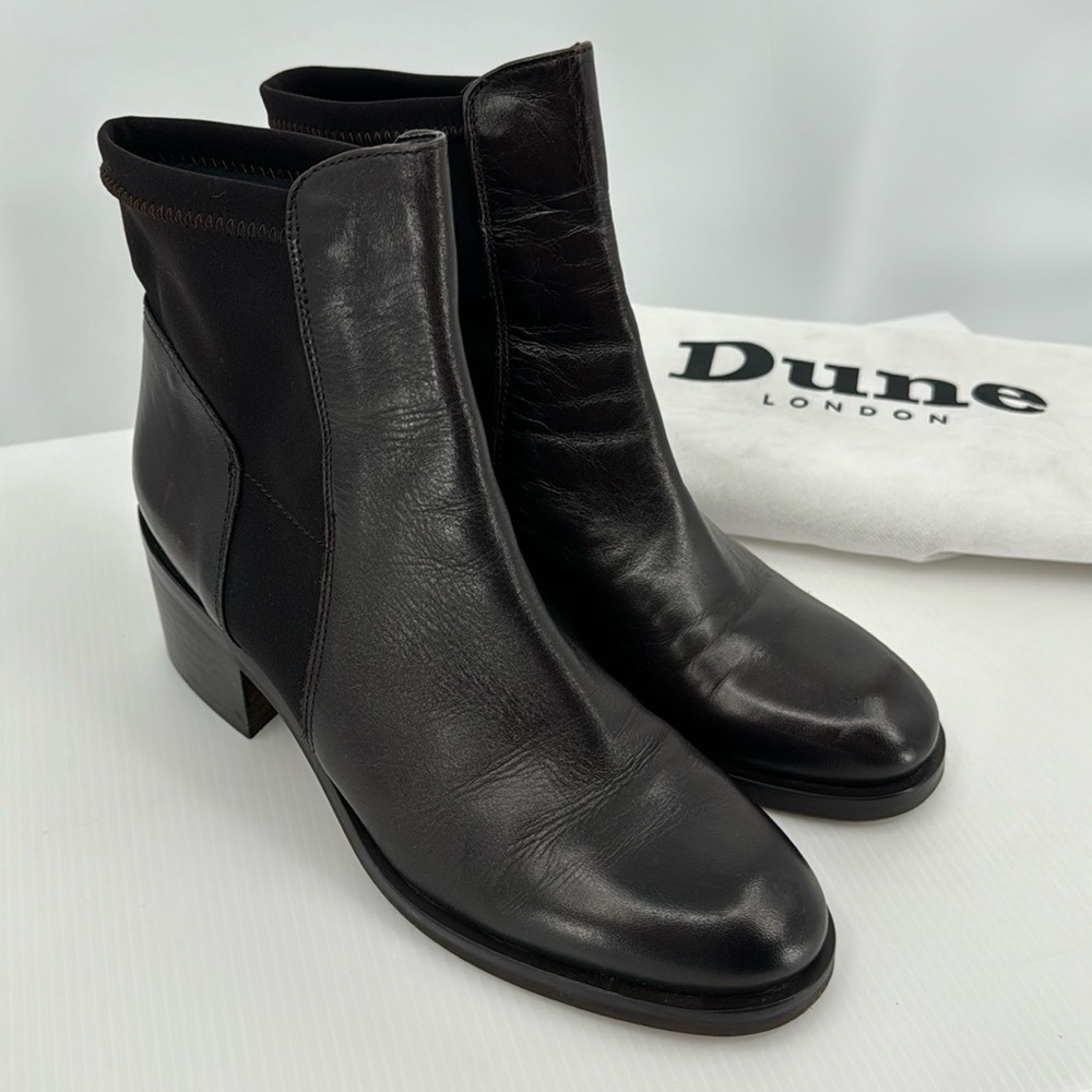 Dune London Black Soft Leather Ankle Boots EUC size 7